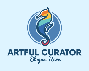 Colorful Seahorse Aquarium logo design