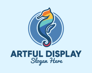 Colorful Seahorse Aquarium logo design