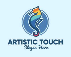 Colorful Seahorse Aquarium logo design