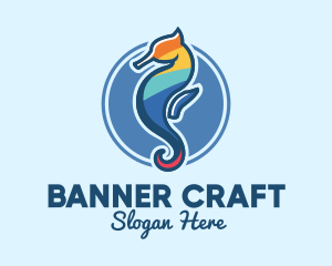 Colorful Seahorse Aquarium logo design