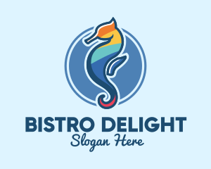 Colorful Seahorse Aquarium logo design