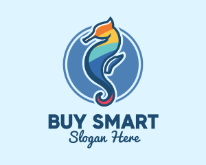 Colorful Seahorse Aquarium logo design