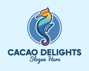 Colorful Seahorse Aquarium logo design