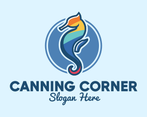 Colorful Seahorse Aquarium logo design