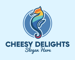 Colorful Seahorse Aquarium logo design