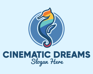 Colorful Seahorse Aquarium logo design