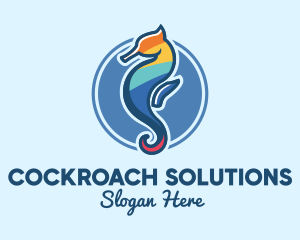 Colorful Seahorse Aquarium logo design