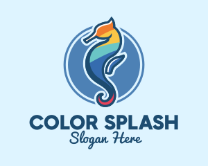 Colorful Seahorse Aquarium logo design