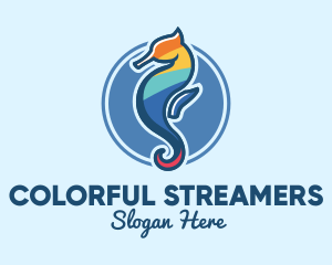 Colorful Seahorse Aquarium logo design