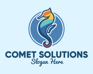 Colorful Seahorse Aquarium logo design