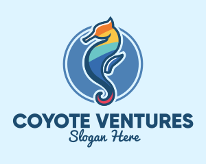 Colorful Seahorse Aquarium logo design