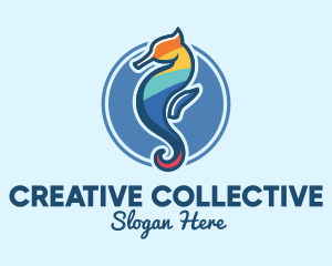 Colorful Seahorse Aquarium logo design