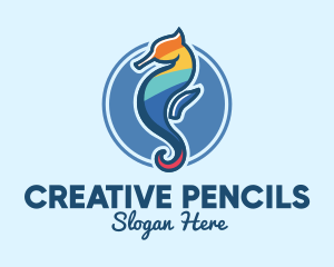 Colorful Seahorse Aquarium logo design