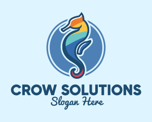 Colorful Seahorse Aquarium logo design