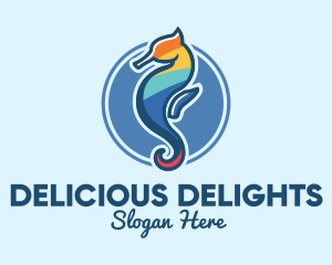 Colorful Seahorse Aquarium logo design