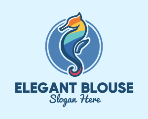 Colorful Seahorse Aquarium logo design