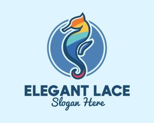 Colorful Seahorse Aquarium logo design