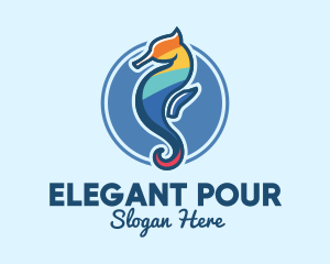 Colorful Seahorse Aquarium logo design