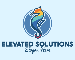 Colorful Seahorse Aquarium logo design