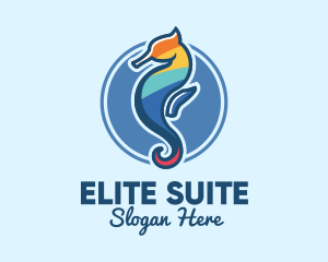 Colorful Seahorse Aquarium logo design