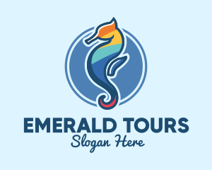 Colorful Seahorse Aquarium logo design