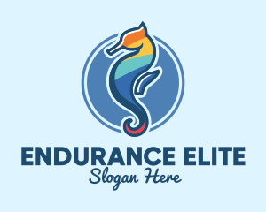 Colorful Seahorse Aquarium logo design