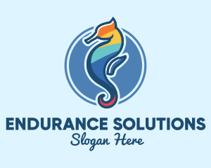 Colorful Seahorse Aquarium logo design