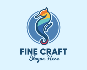 Colorful Seahorse Aquarium logo design