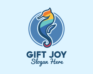 Colorful Seahorse Aquarium logo design