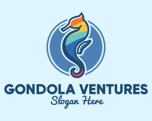 Colorful Seahorse Aquarium logo design