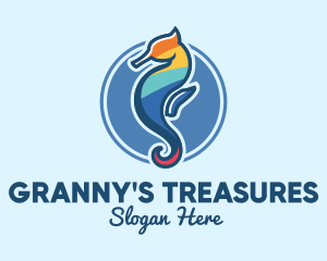 Colorful Seahorse Aquarium logo design