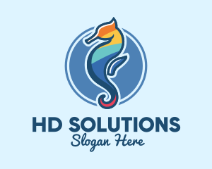 Colorful Seahorse Aquarium logo design