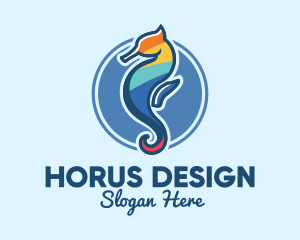 Colorful Seahorse Aquarium logo design