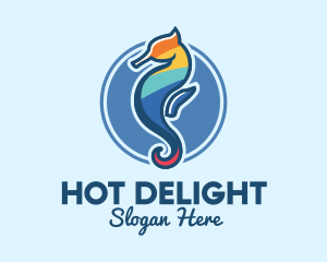 Colorful Seahorse Aquarium logo design