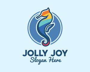 Colorful Seahorse Aquarium logo design