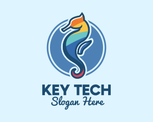 Colorful Seahorse Aquarium logo design