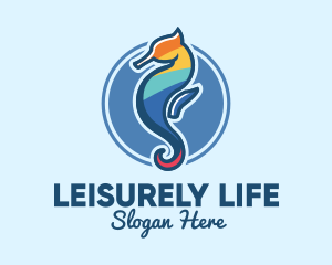 Colorful Seahorse Aquarium logo design