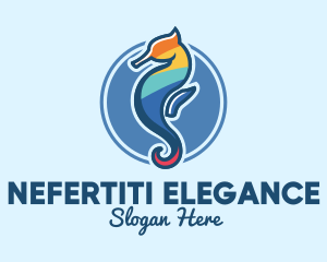 Colorful Seahorse Aquarium logo design