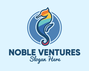 Colorful Seahorse Aquarium logo design