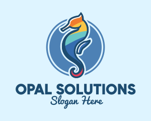 Colorful Seahorse Aquarium logo design