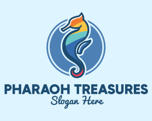 Colorful Seahorse Aquarium logo design