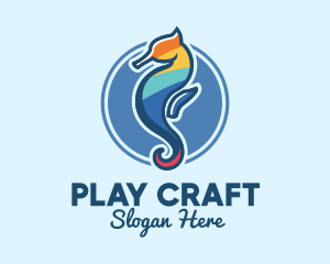 Colorful Seahorse Aquarium logo design