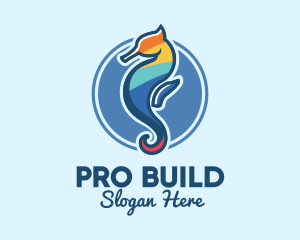 Colorful Seahorse Aquarium logo design