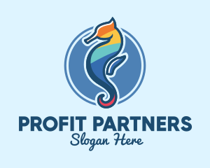 Colorful Seahorse Aquarium logo design