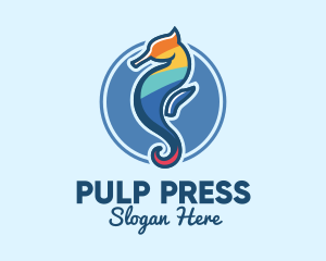 Colorful Seahorse Aquarium logo design