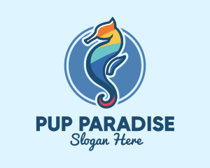 Colorful Seahorse Aquarium logo design