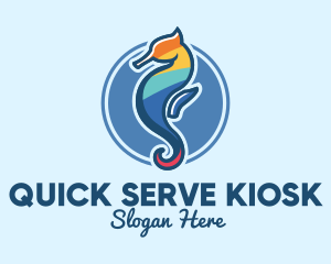 Colorful Seahorse Aquarium logo design