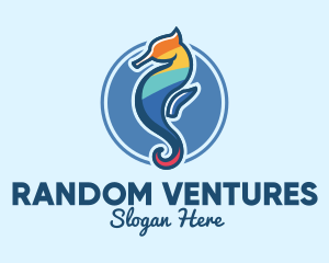 Colorful Seahorse Aquarium logo design