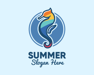 Colorful Seahorse Aquarium logo design