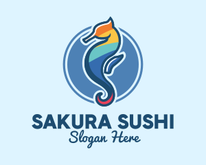 Colorful Seahorse Aquarium logo design